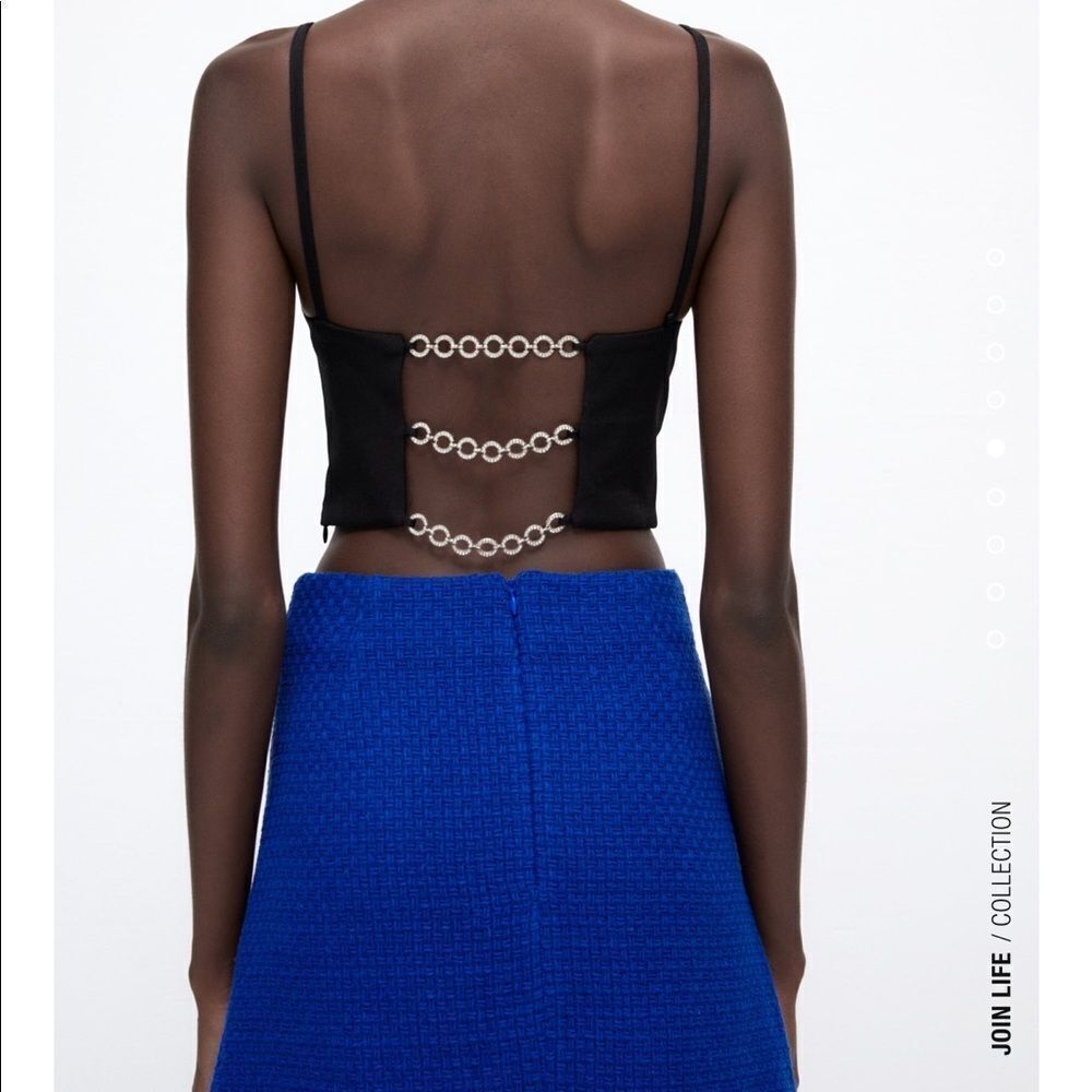 Zara back jewel trip top